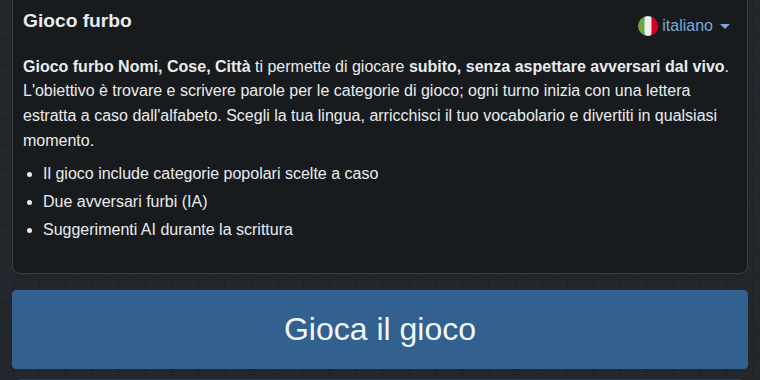 Inizio del gioco intelligente