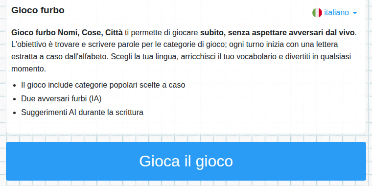 Inizio del gioco intelligente
