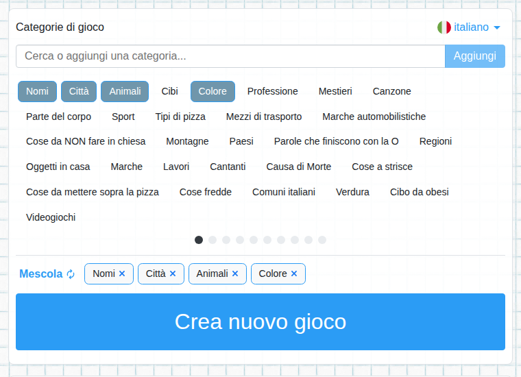 Scelta delle categorie